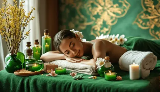 Massage relaxant à Arles : femme allongée, détendue sur une table de massage. Ambiance So Harmonie apaisante pour un soin corps-esprit thérapeutique.