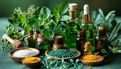 Approches Naturelles de Santé Holistique à Arles : assortiment d'herbes médicinales, huiles essentielles et compléments alimentaires pour massages, méditation et naturopathie. So-harmonie.fr propose des solutions naturelles pour réduire le stress et améliorer le bien-être corps-esprit.