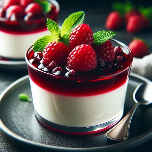 Panna cotta aux fruits rouges servie par So Harmonie à Arles, mettant en valeur un dessert crémeux et fruité, parfait pour les gourmets.